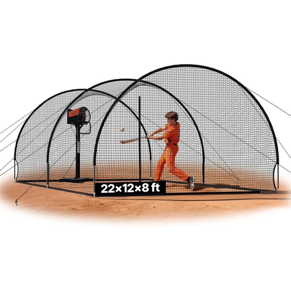image:imageVEVOR Baseball Batting Cage1240 Ft Carbon SteelFiberglasss Portable Batting Cage Battings Cages Netting for Indoor Outdoor22 FT
