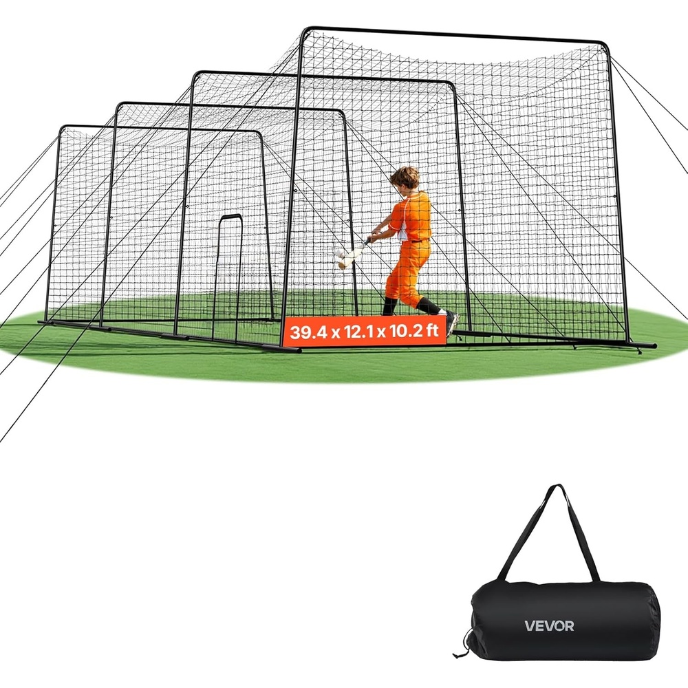 image:imageVEVOR Baseball Batting Cage1240 Ft Carbon SteelFiberglasss Portable Batting Cage Battings Cages Netting for Indoor Outdoor39 FT Carbon Steel Frame