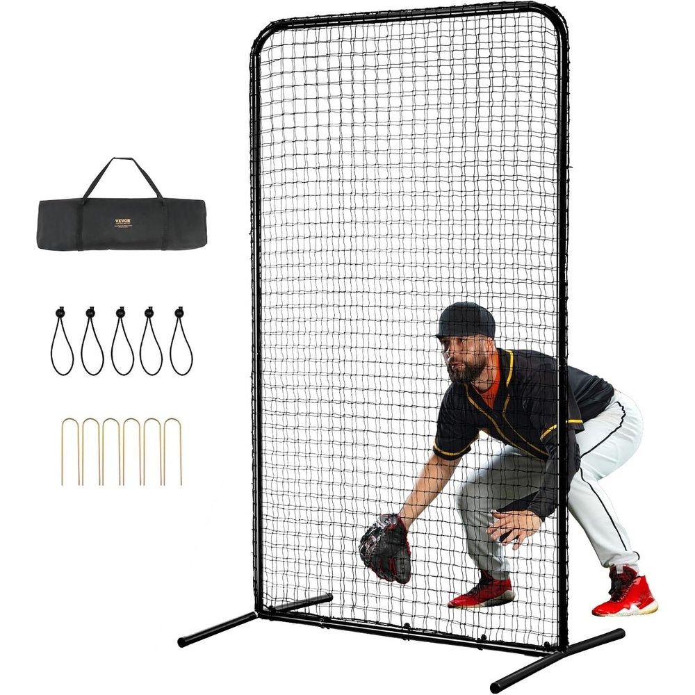 image:imageVEVOR Batting Screen  Baseball amp Softball Protector with Carry Bag amp Ground Stakes Pitching Net for Pitchers Protection74 ft