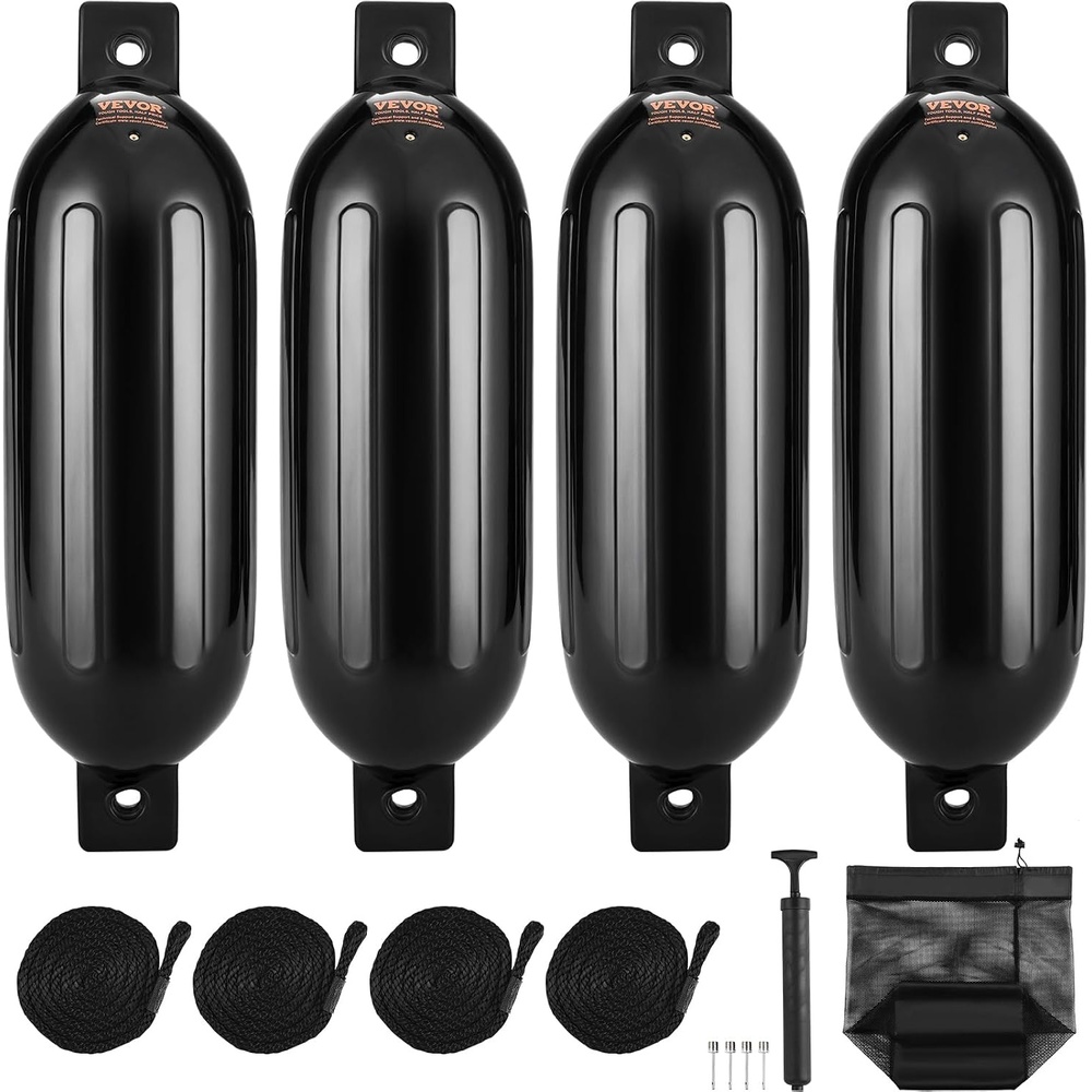 image:imageVEVOR Boat Fenders 55 x 20 Boat Bumpers for Docking Inflatable Ribbed Fender with Center Holes Marine Boat Dock Fender Bumper with Air Pump85 x 26