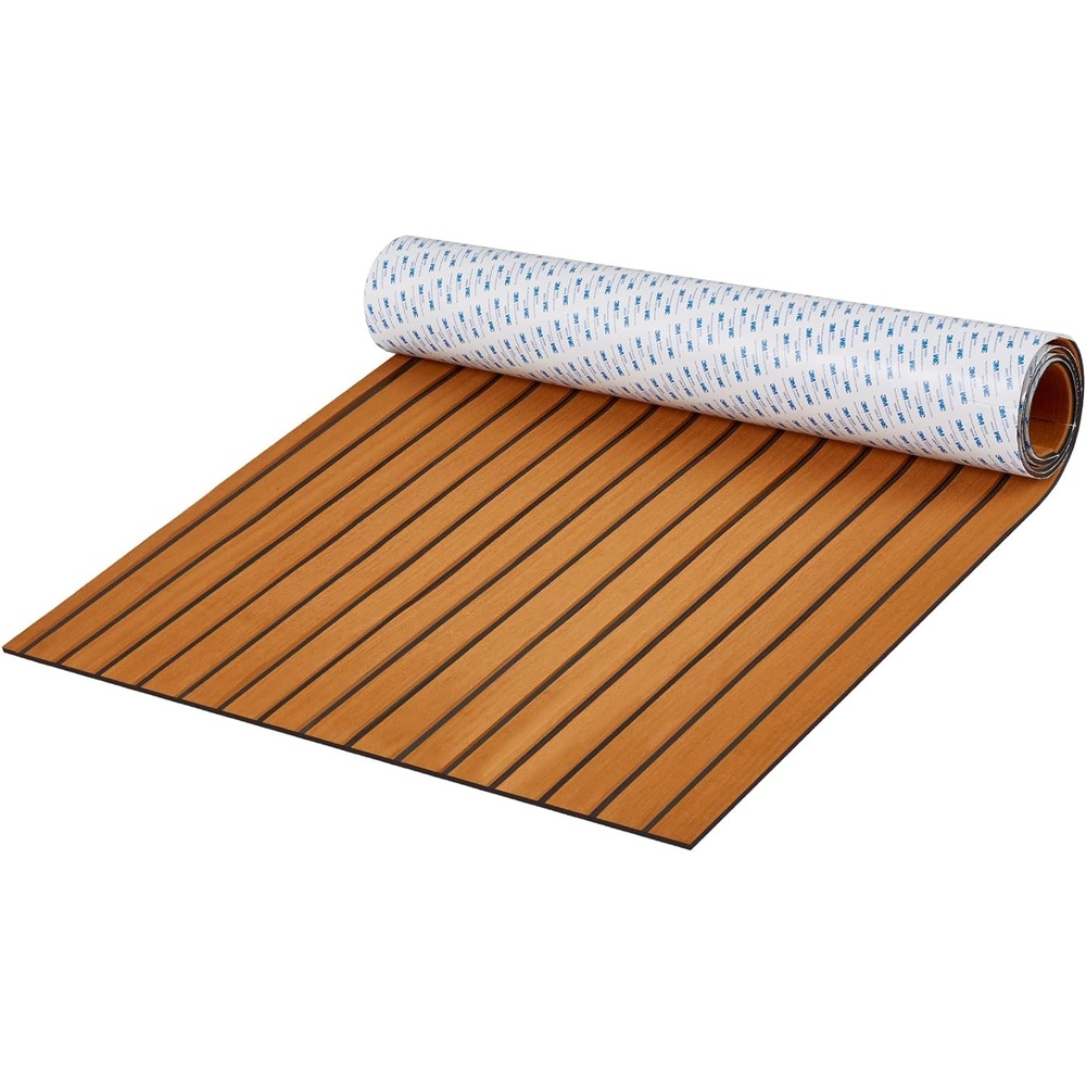 image:imageVEVOR Boat Flooring  EVA Foam Decking 945 x 457 NonSlip SelfAdhesive 299 sqft Marine Carpet for Yacht Pontoon KayakBrown With Black Seam Lines