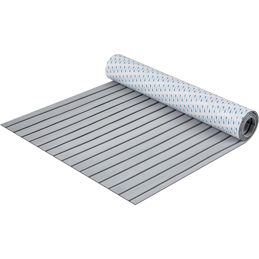 image:imageVEVOR Boat Flooring  EVA Foam Decking 945 x 457 NonSlip SelfAdhesive 299 sqft Marine Carpet for Yacht Pontoon KayakGray With Black Seam Lines