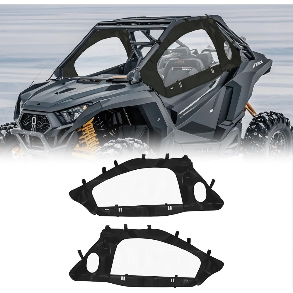 image:imageVEVOR Cab Enclosure Upper Doors Compatible with Polaris RZR XP4 1000Turbo 20142023 Soft Upper Doors Windproof Upgraded Zipper UTV Soft Side Window Kit Work with Side Mirrors and WindshieldsPolaris RZR PRO XPTurbo R 20202024
