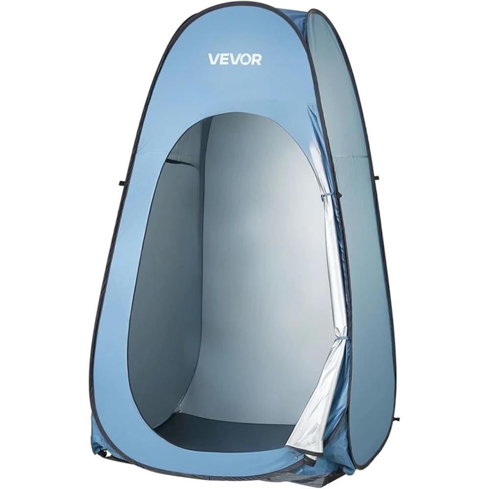 image:imageVEVOR Camping Shower Tent 2Room Portable Privacy Tent Changing Room with Shower Bag Ground Stakes Ropes Carry Bag and Support Poles 150D Oxford Fabric with Silver Coating for Camping FishingBlue