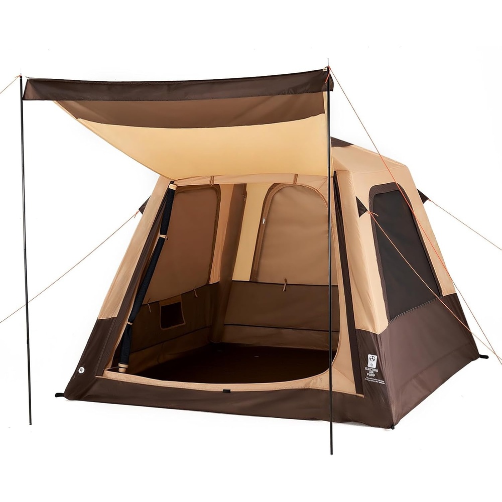 image:imageVEVOR Camping Tent Automatic Inflatable Cabin Tent Easy Quick Setup 468 Person TPU Air Tube amp Large Mesh Windows Portable Waterproof Tent with Carry Bag for Family Outdoor Camping HikingBeige