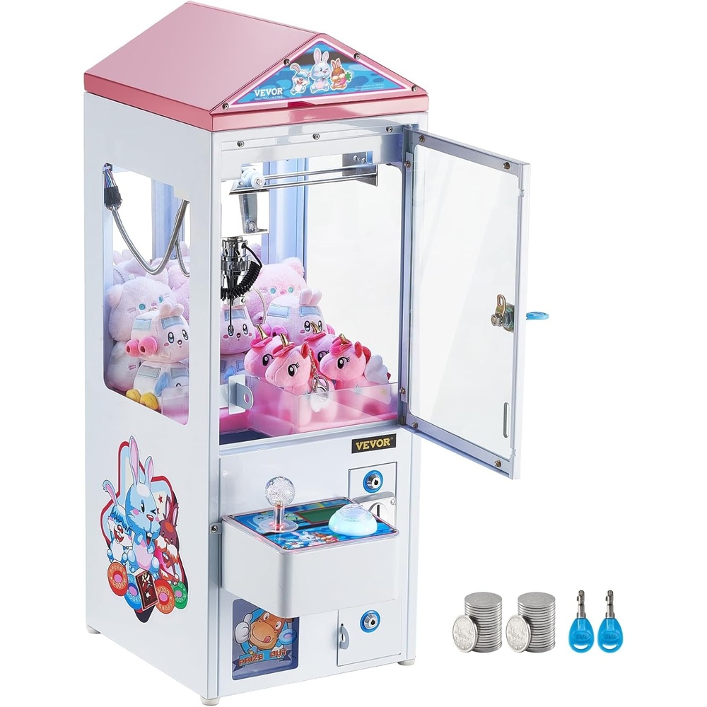 image:imageVEVOR Claw Machine 03 Jaw Diameter 05 Jaw Lifting Crane Prize Grabber Commercial Arcade Game Toys Cool Fun GrabandWin Machine wLight and Sound Dispenser Vending Toy for KidsBoys ampGirlsWhite