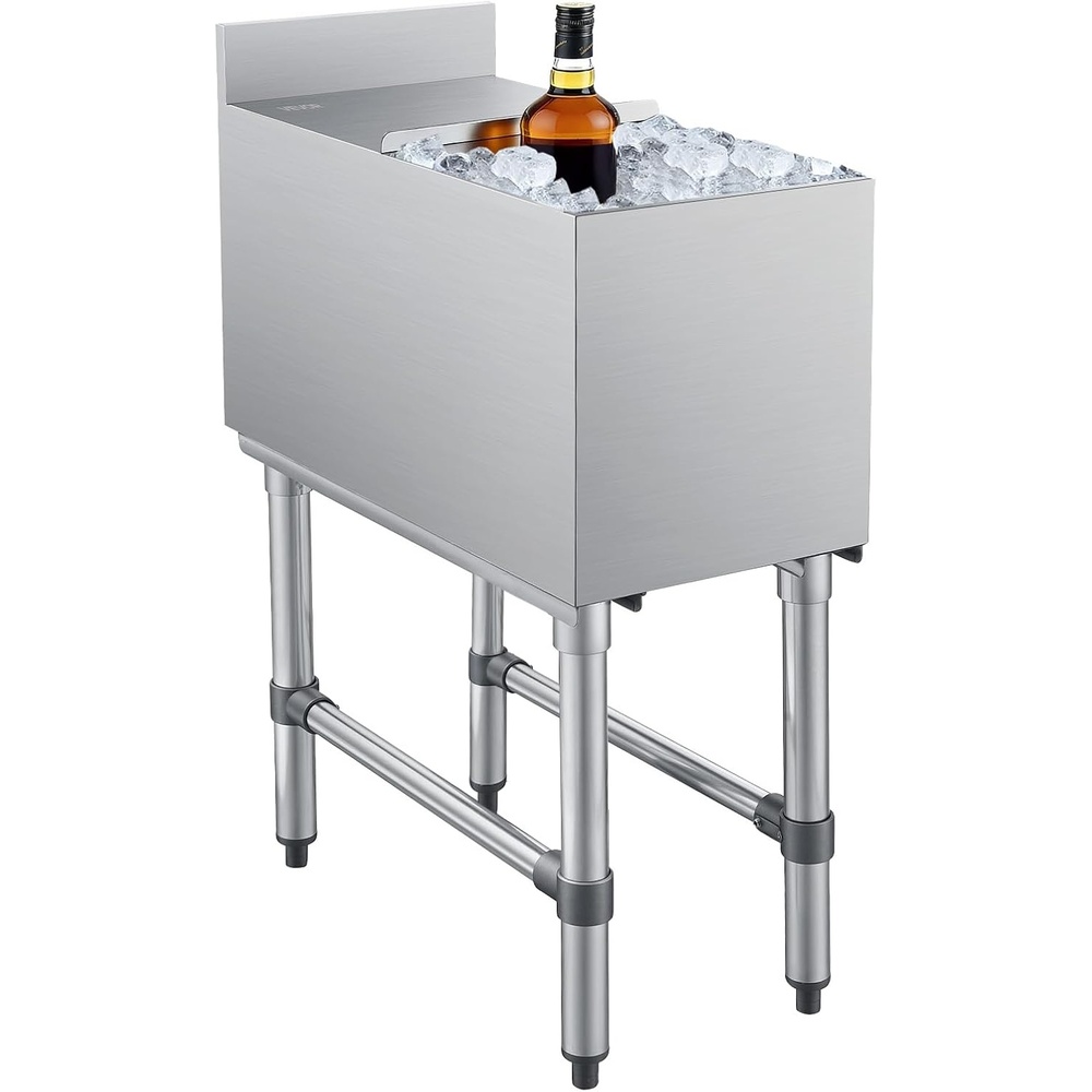 image:imageVEVOR Commercial Ice Bin Stainless Steel Ice Chest with Sliding Lid 24H LongLasting Insulation Cooler Cart Cocktail Unit for Bar Restaurant Pub NSF 24 Inch12 x 24 x 33