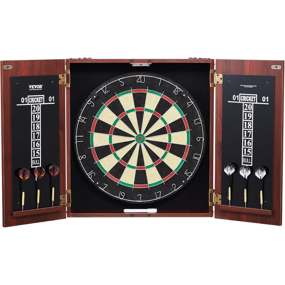 image:imageVEVOR Dart Board Cabinet Set Multiple Styles ReadytoPlay Bundle Official Size Steel Tip Dart Hideaway Cabinet Features Easy Assembly Complete with All Accessories Perfect for Cricket Games40 x 213 x 35
