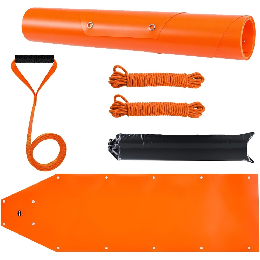 image:imageVEVOR Deer Drag Sled 728 x 228 in 550lbs Heavy Duty Yard Utility Sled TearResistant PE Drag Glider Mat with Ropes amp Handle Thickened Game Hauler for Firewood Ice Fishing Hauling Hunting