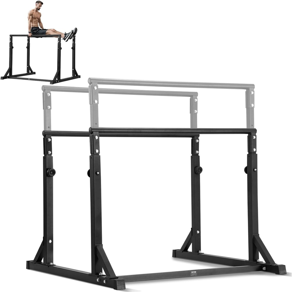 image:imageVEVOR Dip Bar 800 lbs Capacity Heave Duty Dip Stand Station with Adjustable Height Fitness Workout Dip Bar Station Stabilizer Parallette Push Up Stand Parallel Bars for Strength Training Home Gym