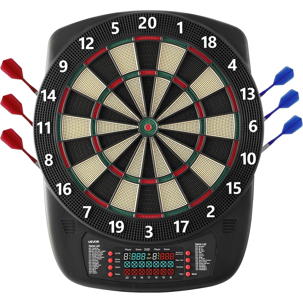 image:imageVEVOR Electronic Dart Board 135 Target Dartboard with 43 Games amp 200 Variations for Up to 8 Players 6 Dart Shafts with Flights amp 50 Soft Tips Color LCD Scoring Screen for Home Party Game Rooms