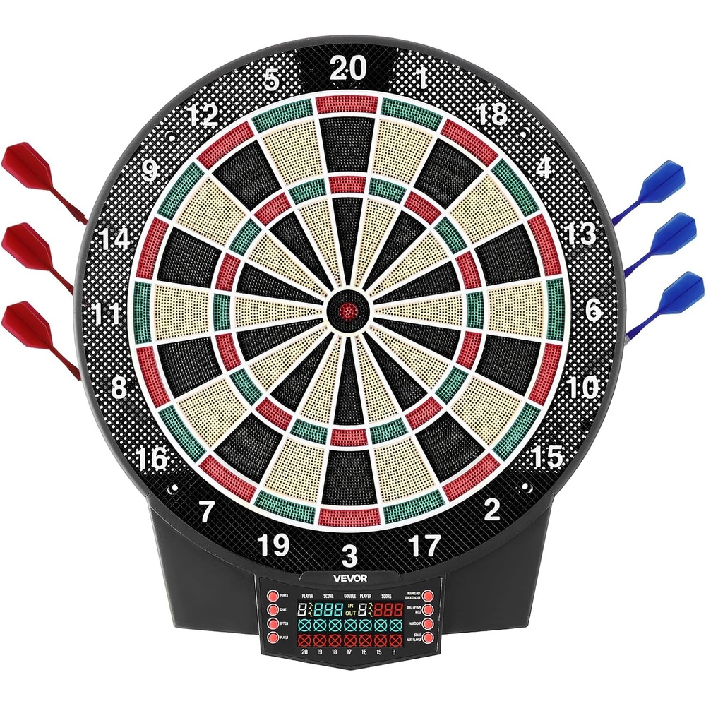 image:imageVEVOR Electronic Dart Board 155 Target Dartboard with 43 Games amp 320 Variations for Up to 8 Players 6 Dart Shafts with Flights amp 50 Soft Tips Color LCD Scoring Screen for Home Party Game Room