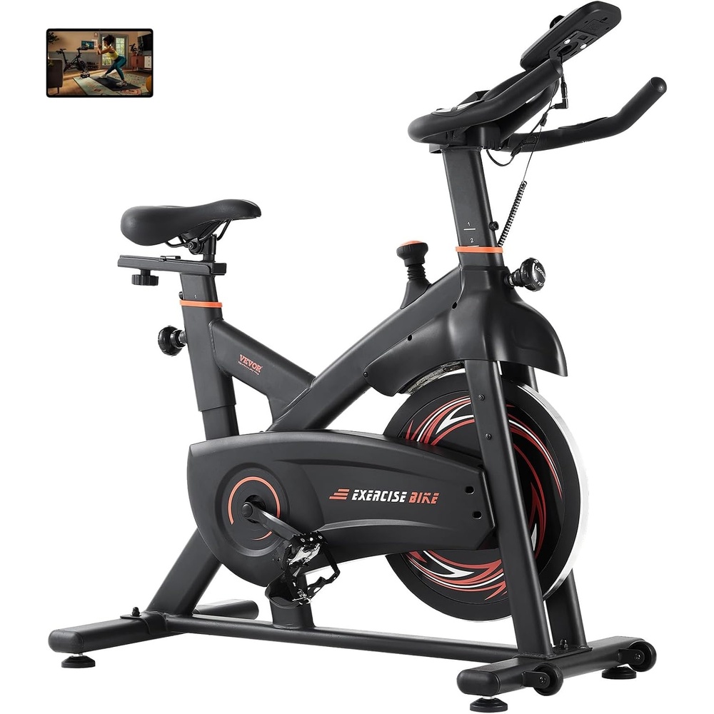 image:imageVEVOR Exercise Bike Adjustable Magnetic Resistance Stationary Bike Indoor Cycling Bike for Home Cardio Workout Bike with Silent Belt Drive Comfortable Seat Cushion LCD Monitor and Heavy Flywheel
