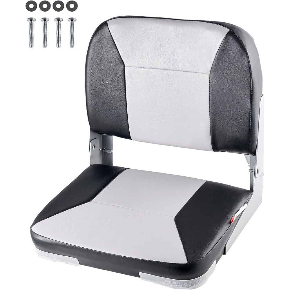 image:imageVEVOR Folding Boat Seat 189 Low Back Seat with Thickened Sponge Padding FoldDown Captain Chair for Fishing Sightseeing Speedboat Canoe1 Pack GreyWhite