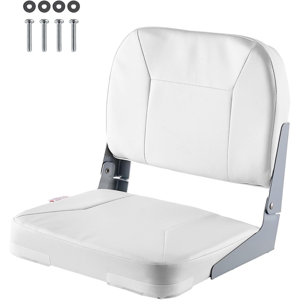 image:imageVEVOR Folding Boat Seat 189 Low Back Seat with Thickened Sponge Padding FoldDown Captain Chair for Fishing Sightseeing Speedboat Canoe1 Pack White