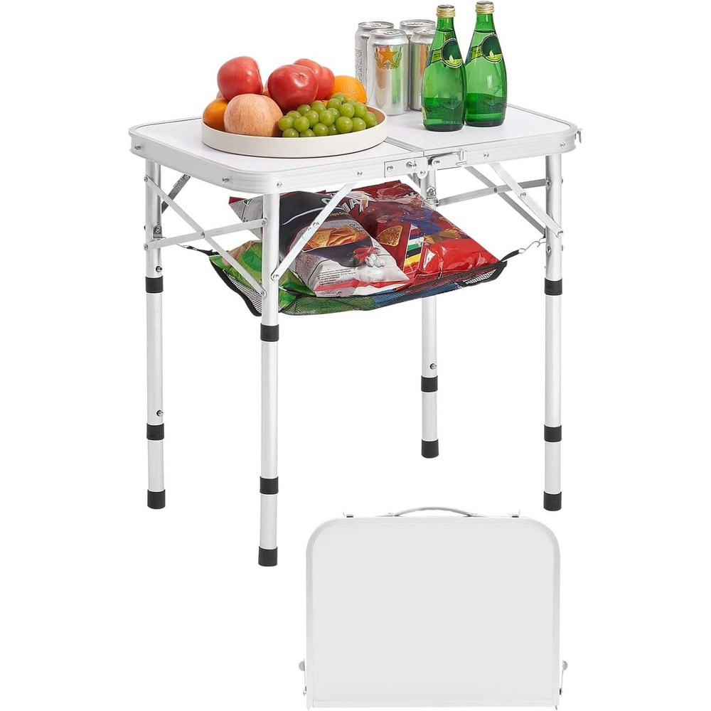 image:imageVEVOR Folding Camping Table Adjustable Height Aluminum MDF Outdoor Portable Lightweight for Cooking Beach Picnic Travel 24 x 16 inchSilver1