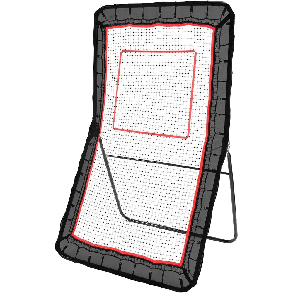 image:imageVEVOR Folding Lacrosse Rebounder for Backyard Volleyball Bounce Back Net Pitchback Throwback Baseball Softball Return Training Screen Adjustable Angle Shooting Practice Training Wall4X7FT