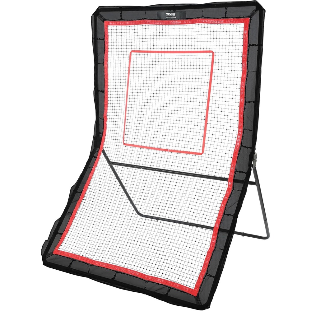 image:imageVEVOR Folding Lacrosse Rebounder for Backyard Volleyball Bounce Back Net Pitchback Throwback Baseball Softball Return Training Screen Adjustable Angle Shooting Practice Training Wall5X7FT