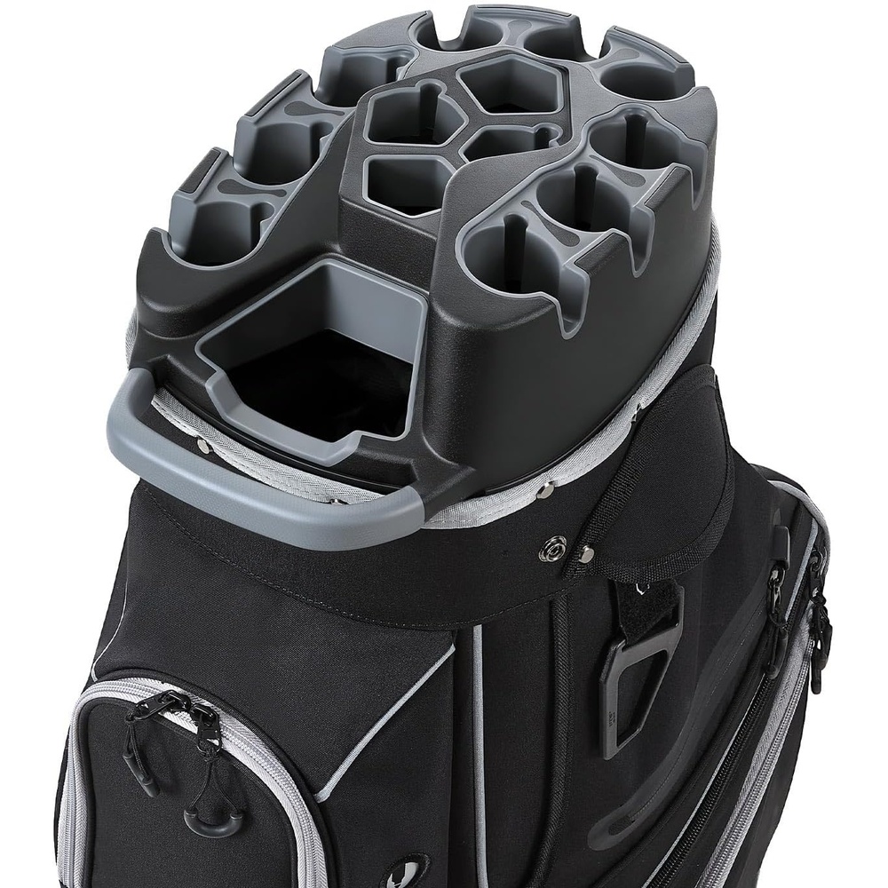 image:imageVEVOR Golf Cart Bag 14 Way Molded Lock Top Divider Organizer Golf Club Bag with FullLength Divider Handles Storage Pockets Shoulder Strap Rain Hood Smooth Zippers for Men amp WomenBlack