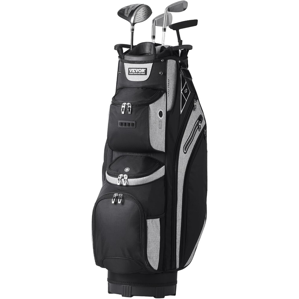 image:imageVEVOR Golf Cart Bag with 14 Way Organizer Divider Top Premium Cart Bag with Stand Durable Golf Bags with Handles amp Dust Cover amp Detachable Dual Strap for Men amp WomenBlackLight gray