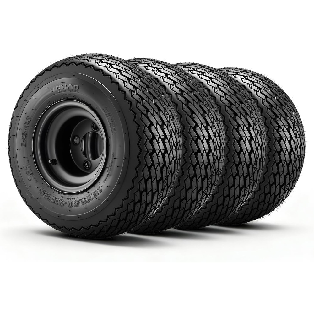 image:imageVEVOR Golf Cart Wheels 12 20x1012 Black Aluminum Alloy Golf Cart Tires and Wheels Combo Set of 4 Fit Club Car EZGO Yamaha 4 Ply Rubber 4Lug Lawn Mower Tires amp Rims 800 lbs Load AllTerrain18x858