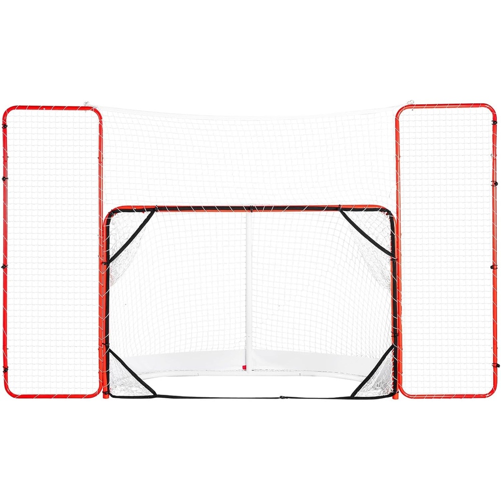 image:imageVEVOR Hockey Goal with Backstop and Targets Street Steel Hockey Net 72 Pro Hockey Training Goal Set Portable Indoor Outdoor Hockey Goal with Net Easy Assemble WhiteRed