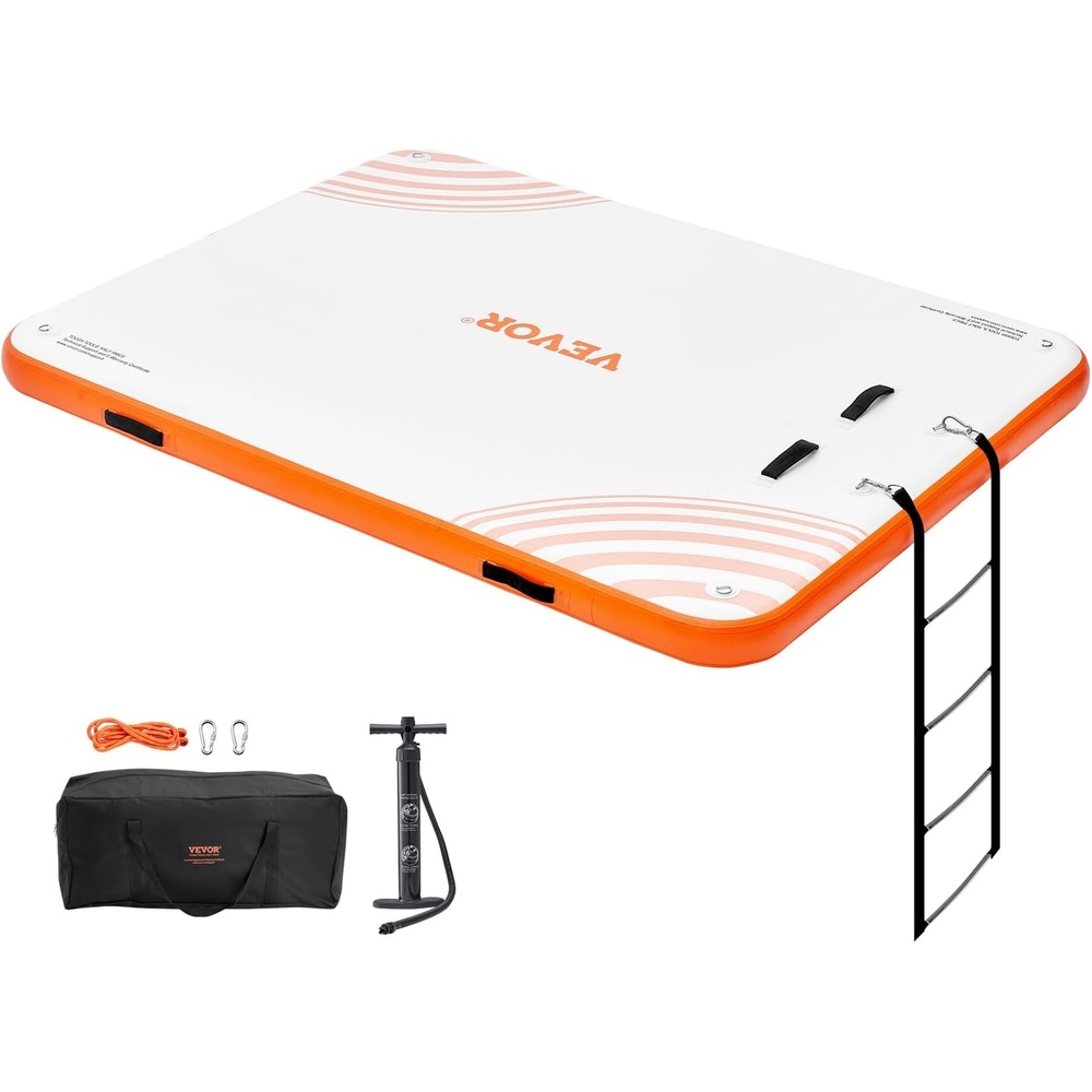 image:imageVEVOR Inflatable Floating Dock Inflatable Dock Platform NonSlip Air Dock Platform with Portable Carrying Bag amp Detachable Ladder Floating Platform Island Raft for Pool Beach Ocean10 x 8 FT