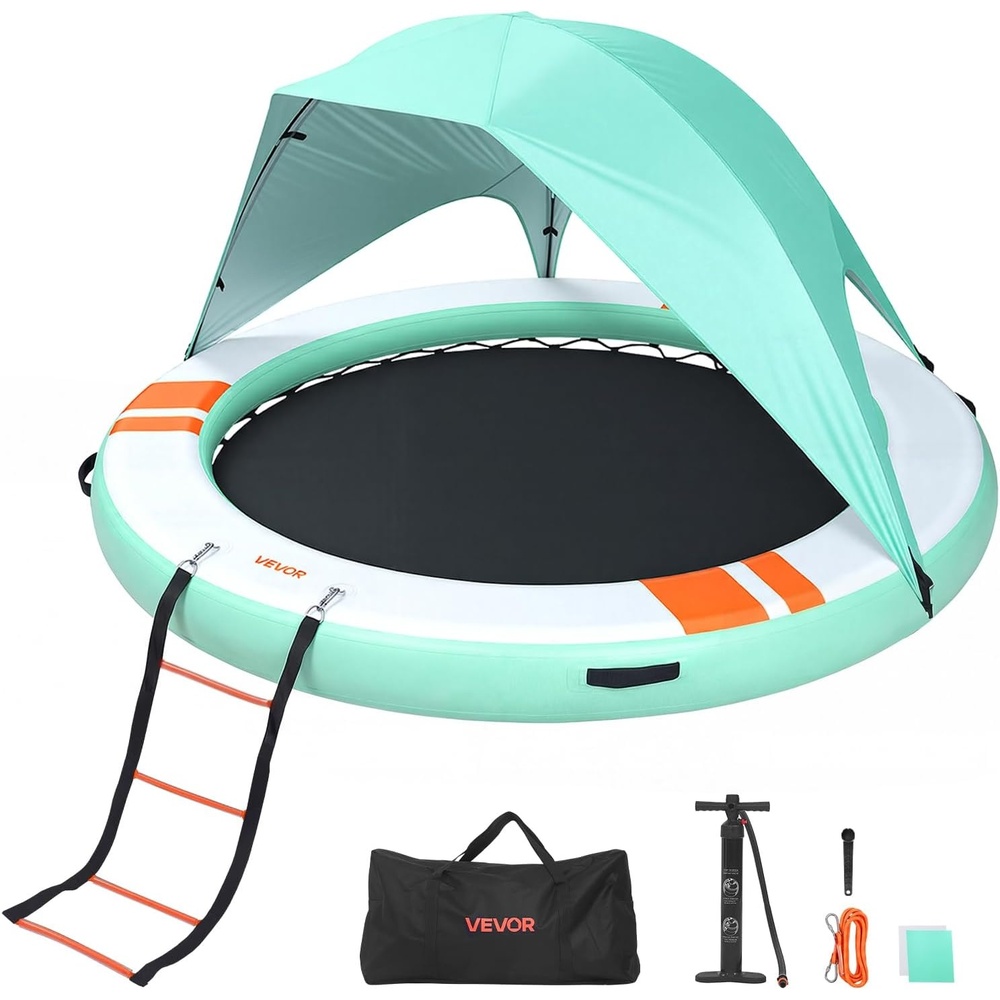 image:imageVEVOR Inflatable Floating Dock Inflatable Dock Platform NonSlip Water Air Mat with Portable Carrying Bag and Detachable Ladder Floating Water Platform Island Raft for Pool Beach OceanWhite  Blue  Orange
