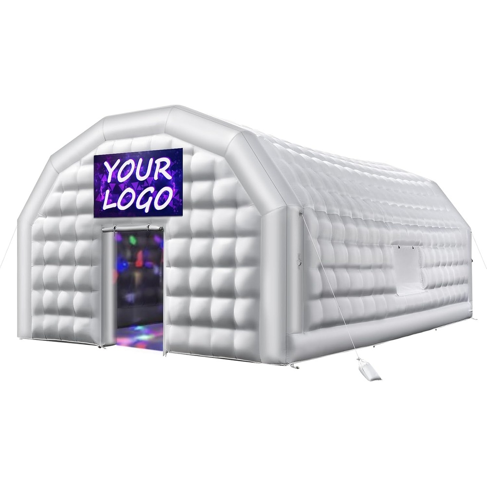 image:imageVEVOR Inflatable Nightclub 262 x 197 x 131 ft Inflatable Party Tent with 1100W Blower amp Sandbag Blow up Night Club with 2 Windows Air Cube House for Event Birthday Wedding Party White