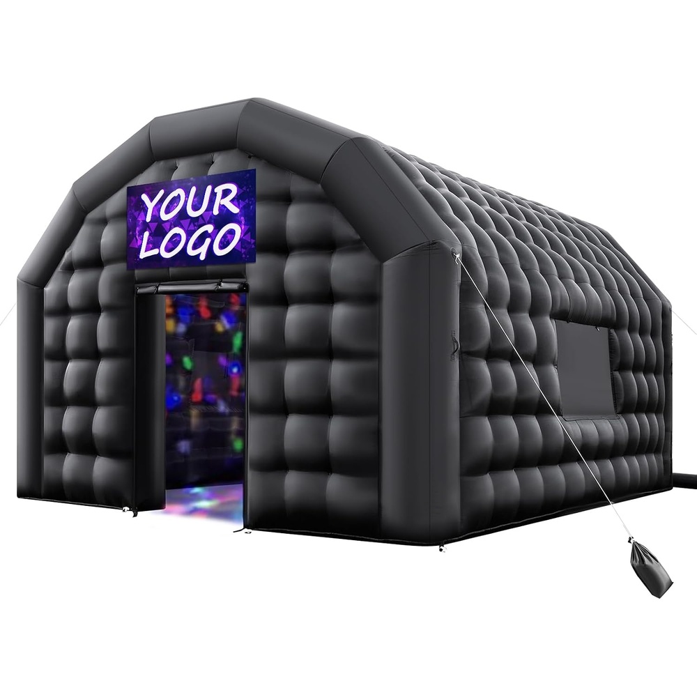 image:imageVEVOR Inflatable Nightclub 262 x 197 x 131 ft Inflatable Party Tent with 1100W Blower amp Sandbag Ventilated Blow up Night Club with 2 Windows Air Cube House for Event Birthday Wedding PartyBlack