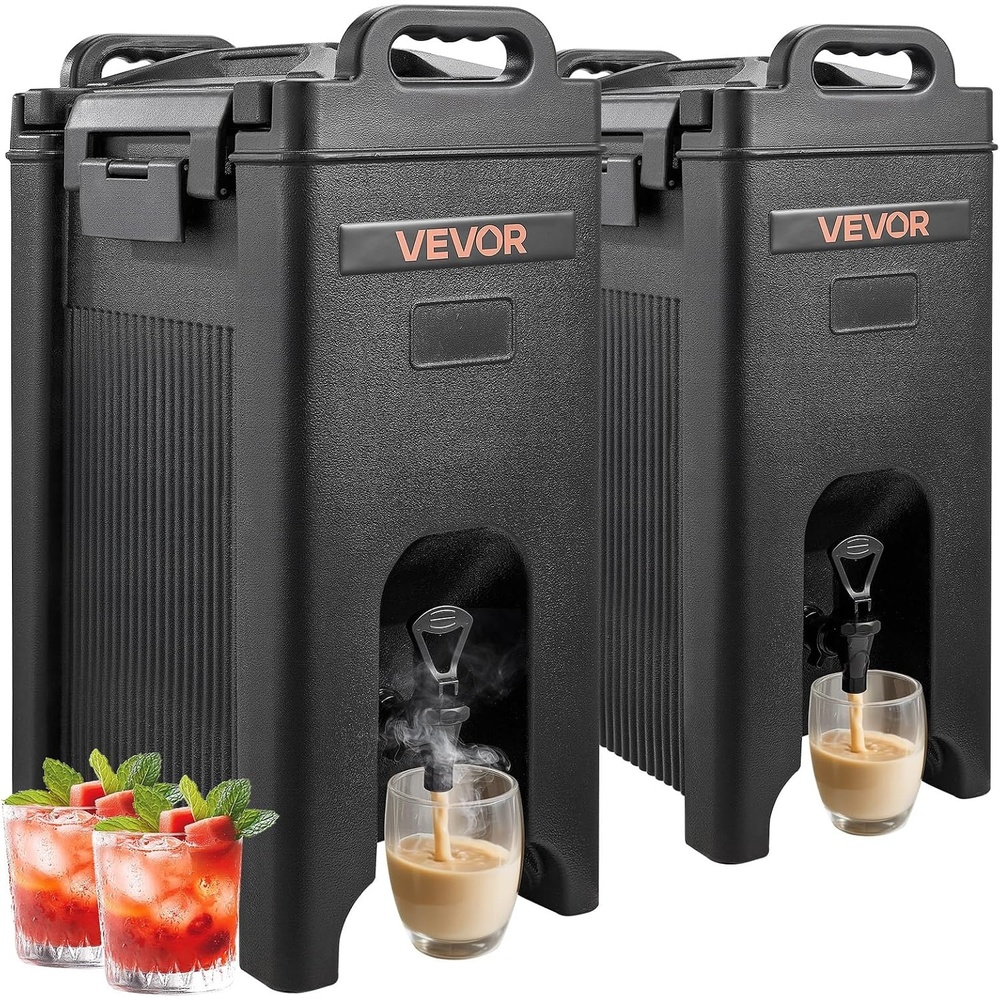 image:imageVEVOR Insulated Beverage Dispenser 5 Gal19L Hot and Cold Beverage Server with Spigot amp Handle FoodGrade Thermal Drink Dispenser Cooler for Tea Coffee Water in Cafes amp Restaurants 2 Pack Black
