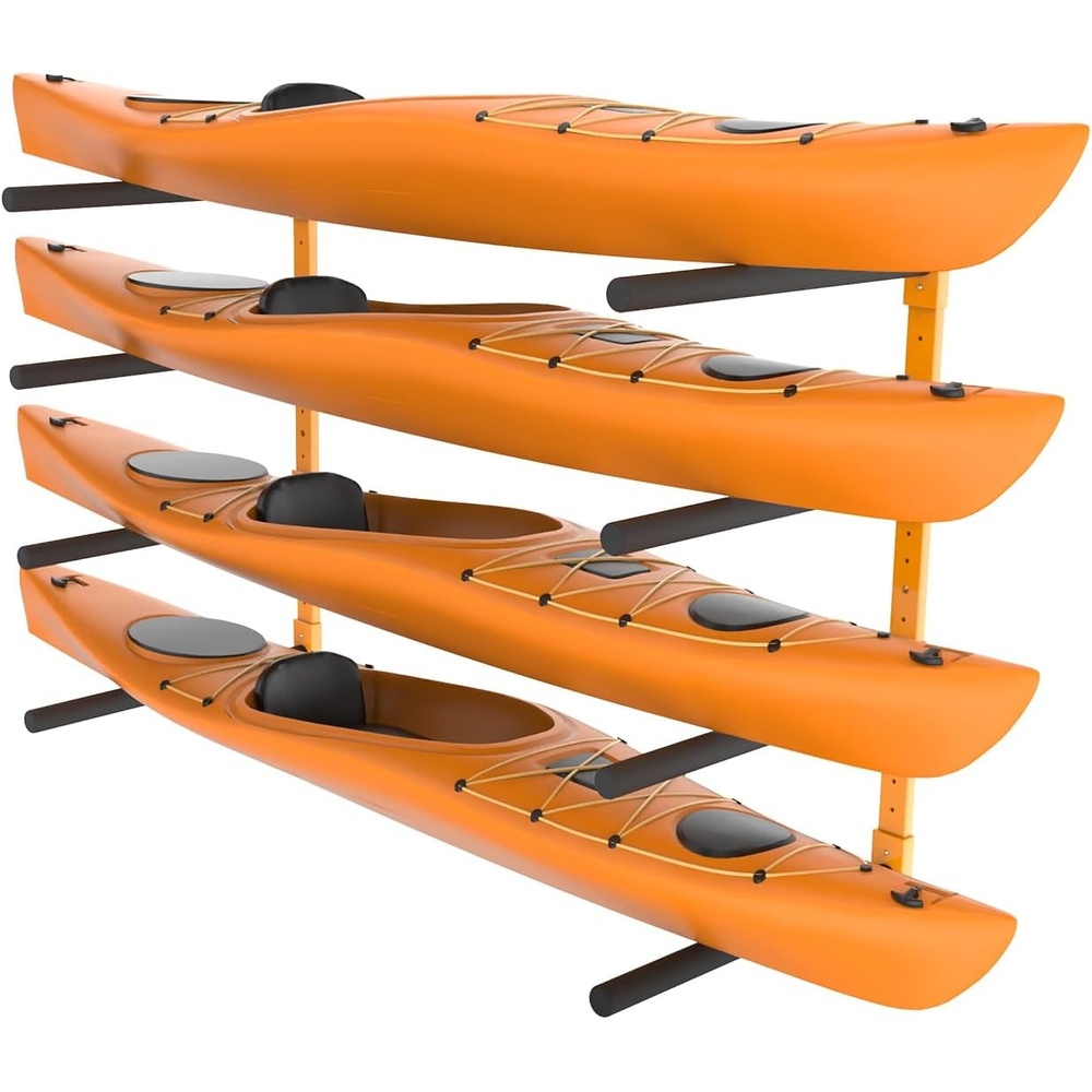 image:imageVEVOR Kayak Storage Rack for 6 Kayaks Holds 400 lbs Heavy Duty Freestanding Stand for Indoor Outdoor Garage Shed Dock Storage Rack Stand Holder for Canoe Small Boat SUP Surfboard amp PaddleboardWall Mount4 KayaksOrangeUpdated