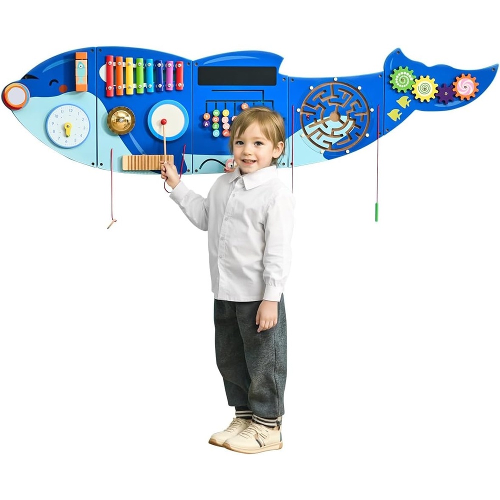 image:imageVEVOR Orca Activity Busy Board Wall 12 Activities Board Montessori Sensory Wall Panel for Kids 312 Years Sensory Activity Panel Ideal for Toddler Playroom Nursery ClassroomOrca