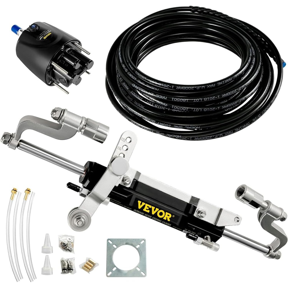 image:imageVEVOR Outboard Hydraulic Steering Kit Hydraulic Steering Cylinder Hydraulic Outboard Steering Kit300HP