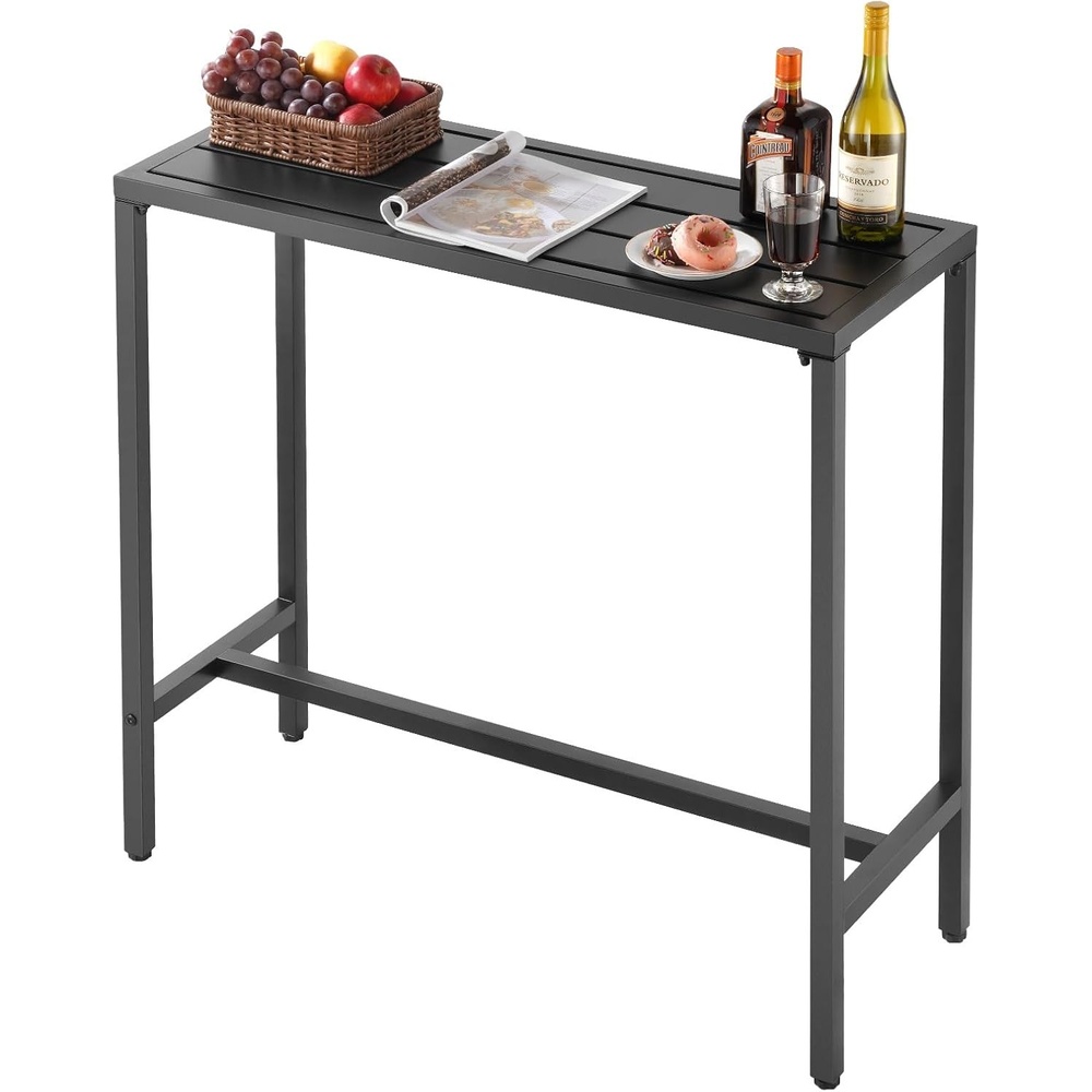 image:imageVEVOR Outdoor Bar Table 394 x 15 in Patio Bar Table Waterproof Top amp Sturdy Metal Frame Rectangle Counter Height Dining Tables Outdoor Furniture for Balcony Yard Hot Tub Poolside IndoorRectangle