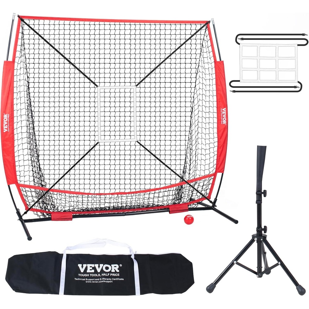 image:imageVEVOR Portable Baseball Softball Practice Net  7x7ft Replacement Net with Strike Zone Net Only Bow Frame Not Included