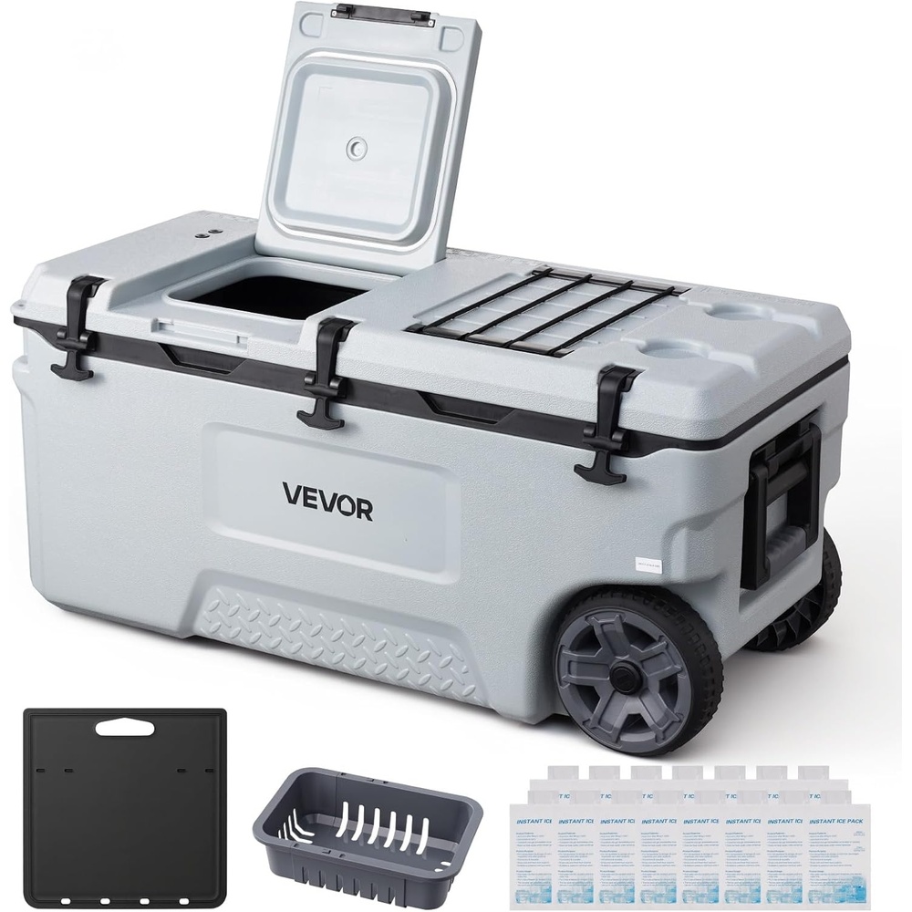 image:imageVEVOR Portable CoolerHard Cooler with Ice Retention HeavyDuty Handles and Strap Lightweight Rigid Material Insulated Portable Cooler Suitable for Family Picnics and Short Trips106QT