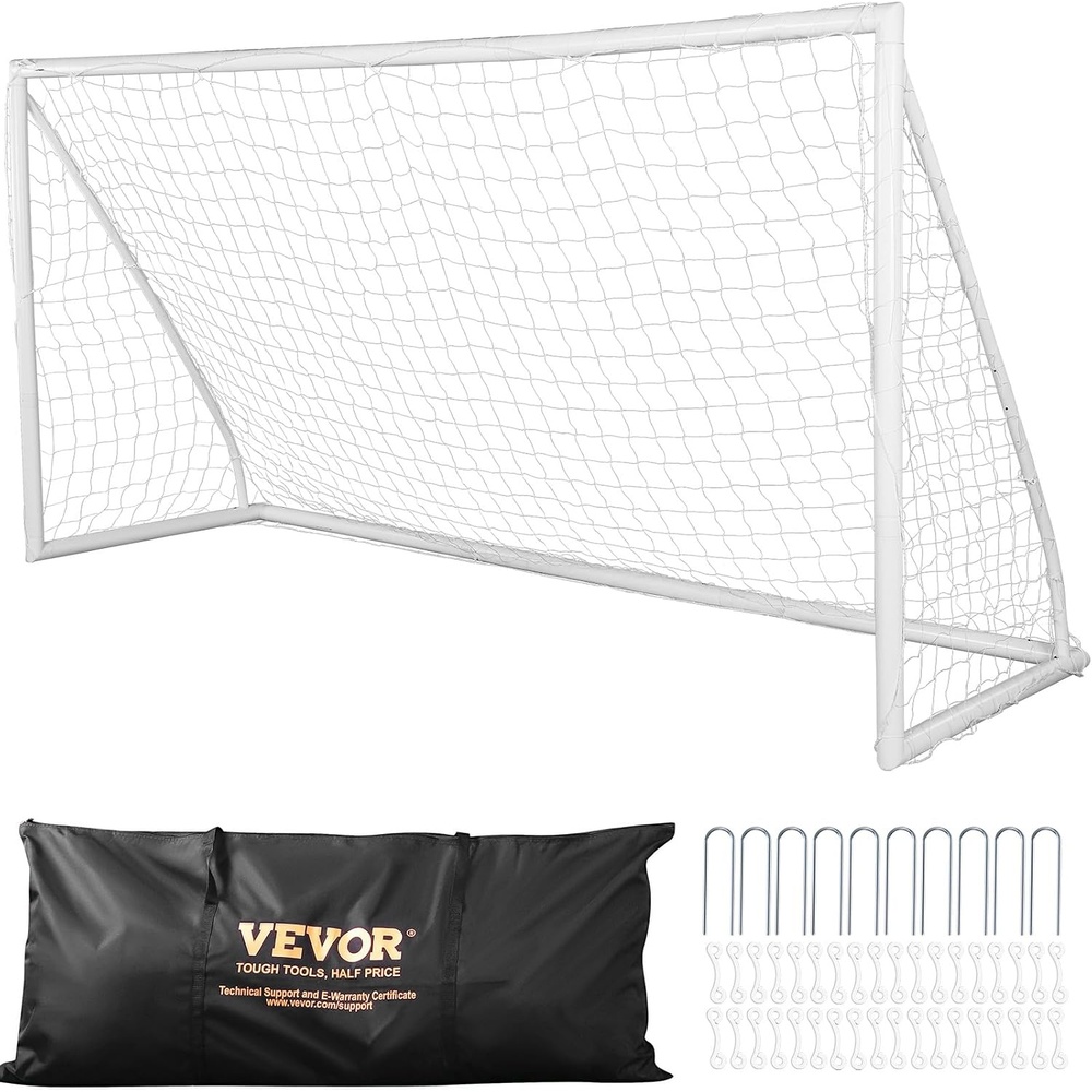 image:imageVEVOR Portable Soccer Goal 12 x 6 ft Large Practice Soccer Net Steel Fiberglass Structure Training Goal Set with Carry Bag AllWeather Outdoor Use for Backyards Parks School FieldsPVC