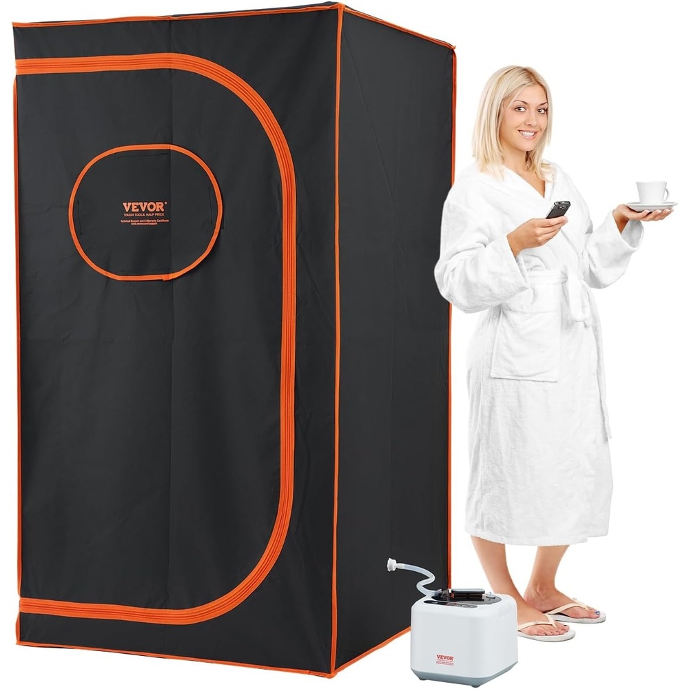image:imageVEVOR Portable Steam Sauna Tent Full Size 1000W Personal Sauna Kit for Home Spa Detoxify amp Soothing Heated Body Therapy Time amp Temperature Remote Control with Floor MatSteam Full Size 1000 W