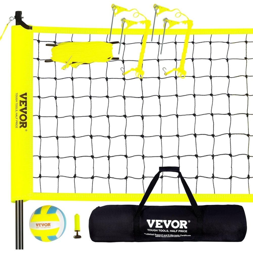 image:imageVEVOR Portable Volleyball Net Set Adjustable Height Steel Poles with PVC Volleyball Pump Carrying Bag for Beach Backyard