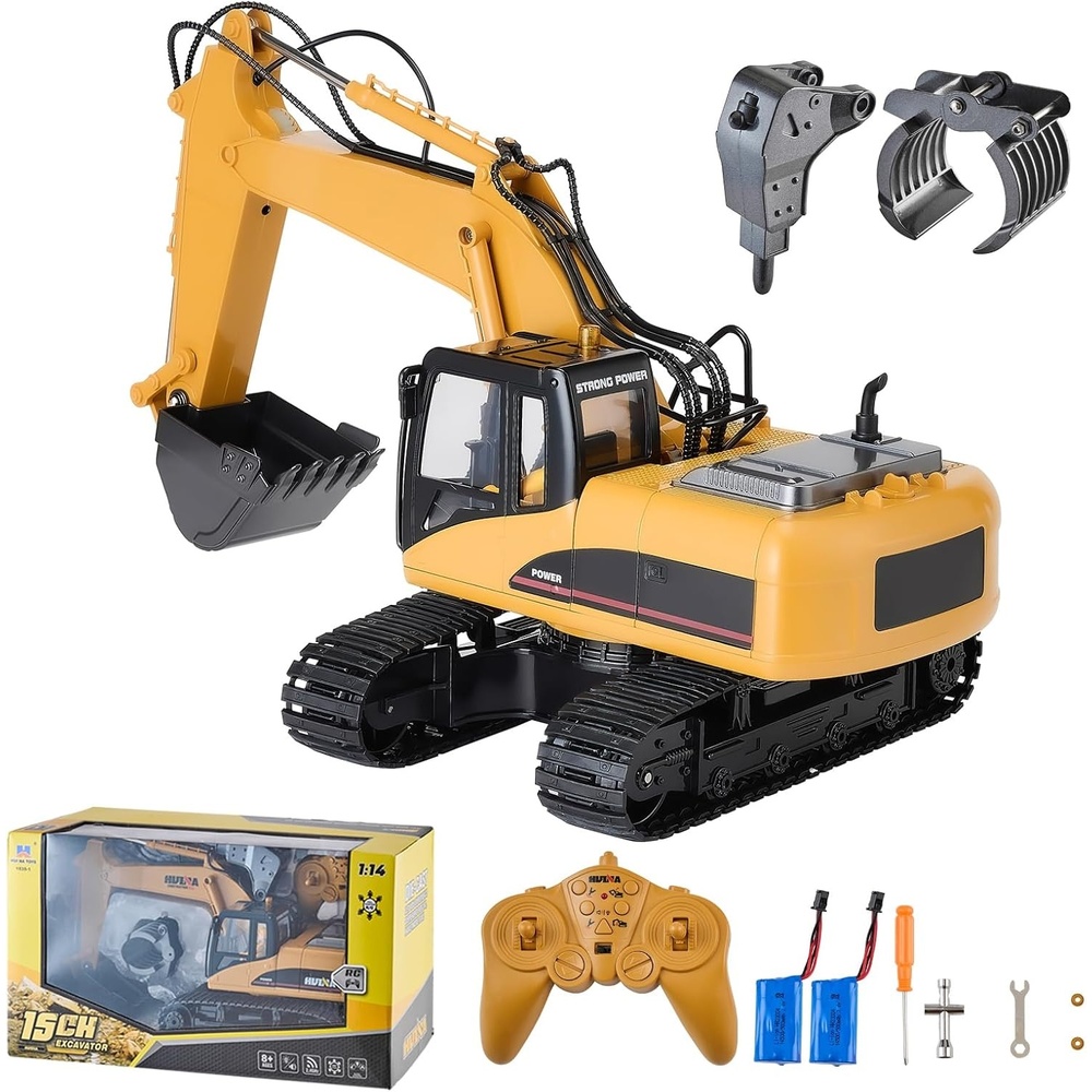 image:imageVEVOR Remote Control Excavator Toy 114 Scale Remote Control Digger with Metal Shovel 22 Channel RC Excavator with Lights amp Sounds Full Functional Construction Vehicles for Kids Birthday Present15CH3 in 1 Excavator