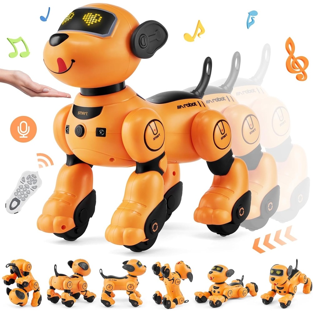image:imageVEVOR Remote Control Robot Dog Toy 24GHz RC Dog Programmable Smart Interactive Robotic Pet for Kids with Follow Function Touch amp Voice Control Singing Dancing RC Stunt Toy for Age 3 Boys GirlsRobot Dog