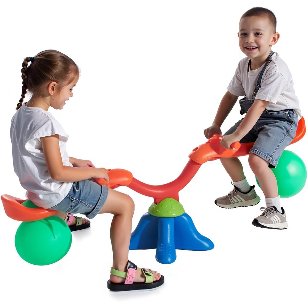 image:imageVEVOR Seesaw Teeter Totter for Kids Outdoor 55 lbs Load Capacity per Seat Sit and Spin Teeter Totter with Handles Playground Equipment with Swiveling 360 Degrees Rotating for Aged 3 Multi Colored