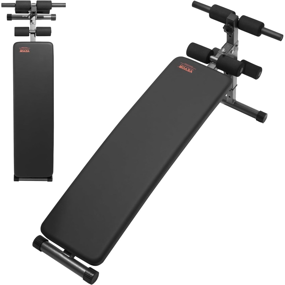 image:imageVEVOR Sit Up Bench Folding Curved Decline Ab Bench with 5 Adjustable Height Settings HeavyDuty Steel NonSlip Design 500 Lbs Capacity for Home Gym Workouts Strength Training Full Body MusclesBlack