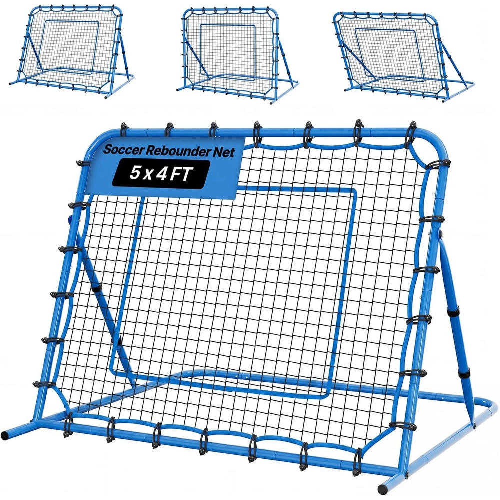 image:imageVEVOR Soccer Baseball Rebounder Net 3 Angles Adjustable Soccer Goal Rebounder for Control Passing Practice HeavyDuty Iron Frame amp PE Net Easy Setup Ball Training Equipment for TeensampAdults5x4FT