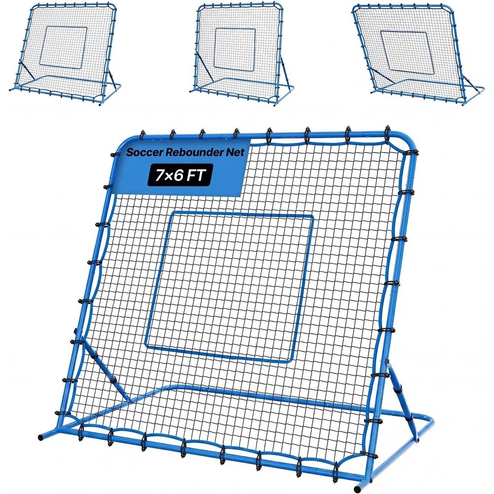 image:imageVEVOR Soccer Baseball Rebounder Net 3 Angles Adjustable Soccer Goal Rebounder for Control Passing Practice HeavyDuty Iron Frame amp PE Net Easy Setup Ball Training Equipment for TeensampAdults7x6FT