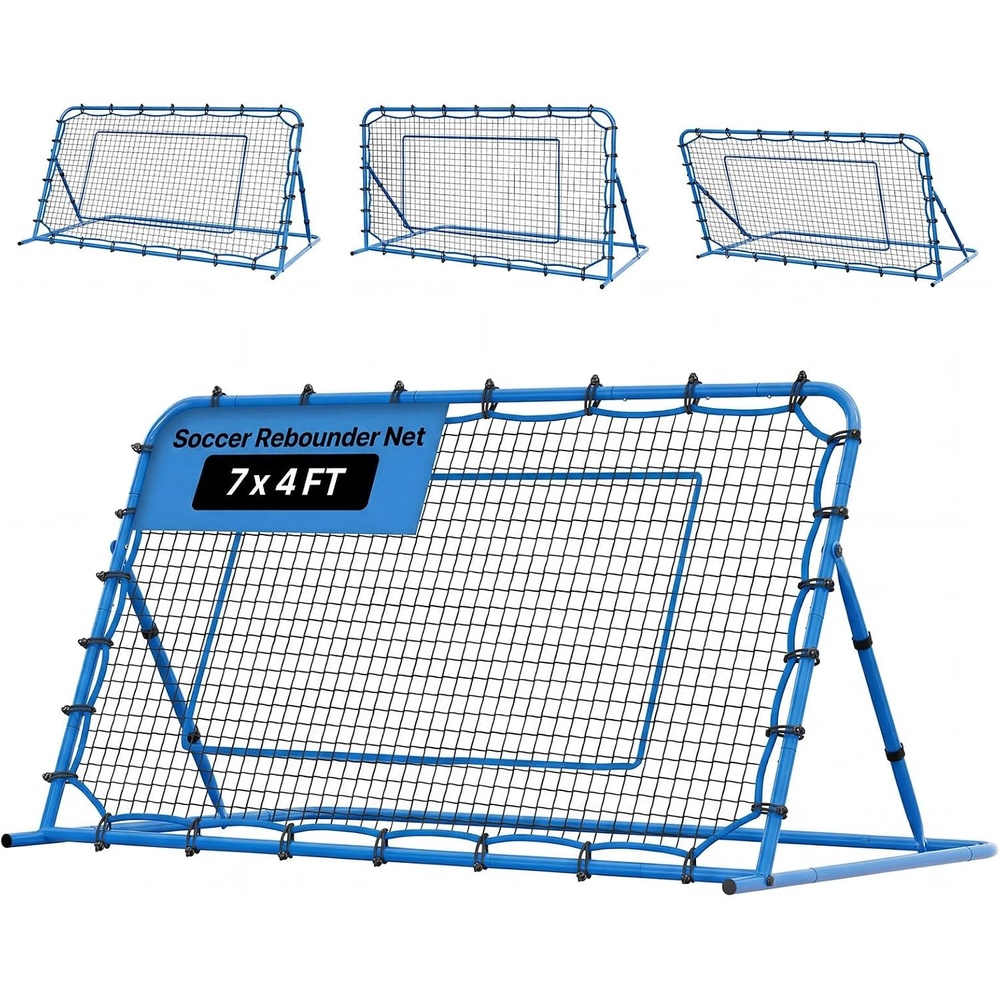 image:imageVEVOR Soccer Baseball Rebounder Net 3 Angles Adjustable Soccer Goal Rebounder for Control Passing Practice HeavyDuty Iron Frame amp PE Net Easy Setup Ball Training Equipment for TeensampAdults7x4FT