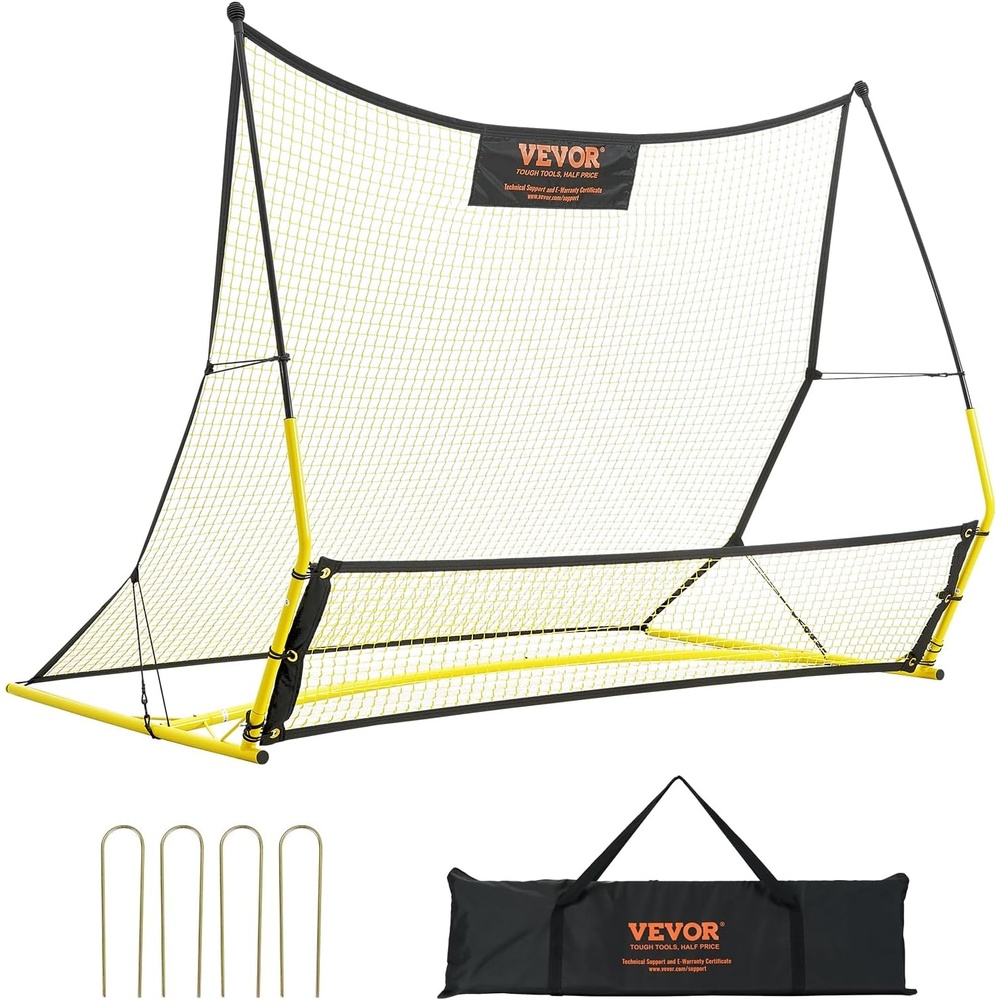 image:imageVEVOR Soccer TrainerPortable Soccer Rebounder Net Iron Soccer Practice Equipment Sports Football Rebounder Wall with Portable Bag Perfect for Team Solo Training Passing Volley6x4ft