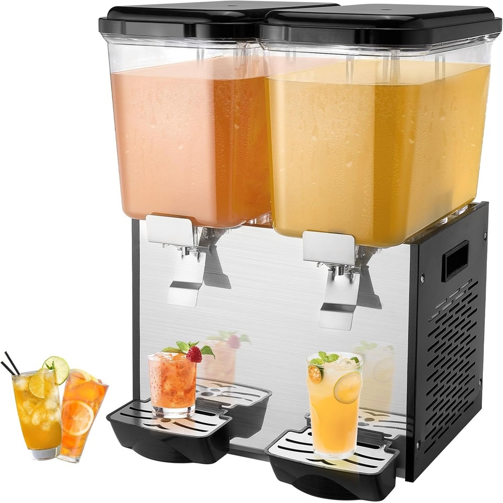 image:imageVEVOR Stainless Steel Insulated Beverage Dispenser 24 Gallon 92 Liter Thermal Hot and Cold Drink Server Dispenser with Spigot Handle Foodgrade for Hot Tea Coffee Water Restaurant Drink Shop2 tanks x 18L