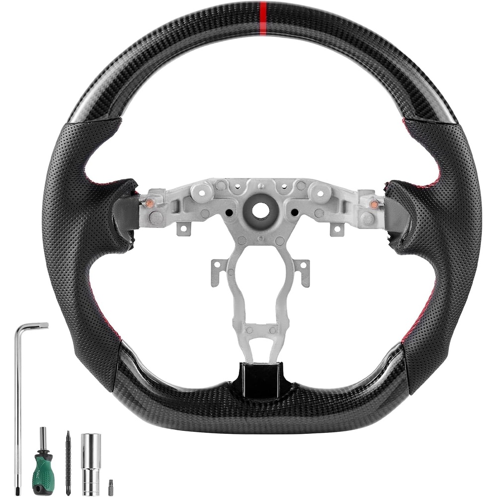 image:imageVEVOR Steering Wheel for 20162021 Honda Civic Carbon Fiber Steering Wheel DShaped FlatBottom Leather Grip with NonSlip Texture amp Precise Stitching Accessories Replacement for Honda Civic BlackNissan 370Z20082020